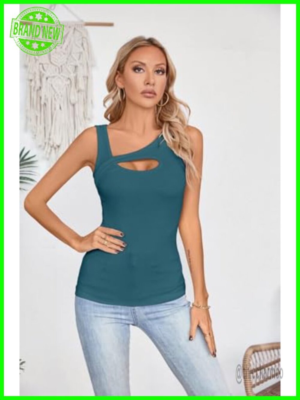 Ribbed Tank Top Cutout Sleeveless Sexy Y2K Fitted Summer Top Stretchy - Picture 2 of 7